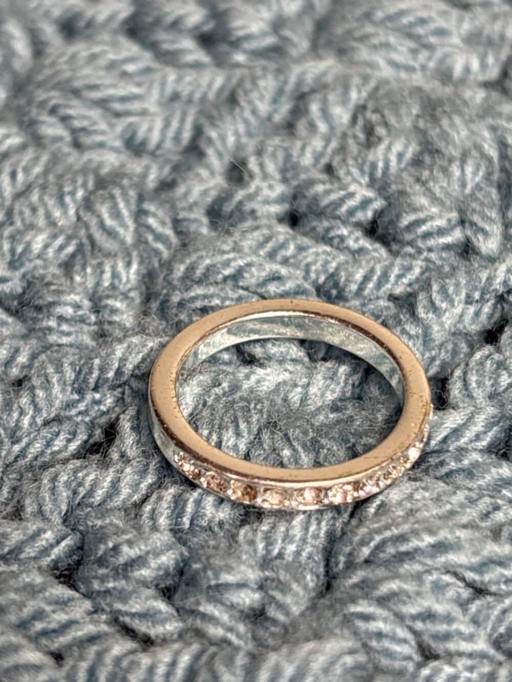 Silvertone Clear Rhinestone Ring Size 6.75 - Picture 3 of 3